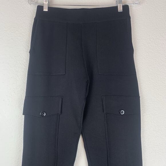Lark + Grey Pants Small Faux Cargo Stretch Knit Pull-on Black Ladies S - Picture 2 of 9
